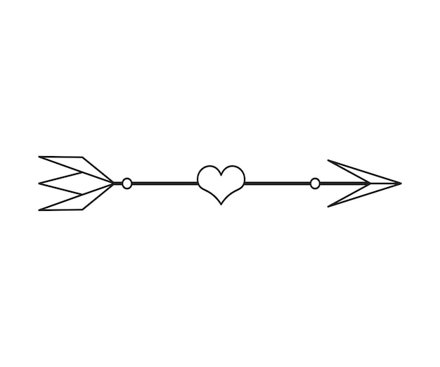 Vector romantic arrow with heart