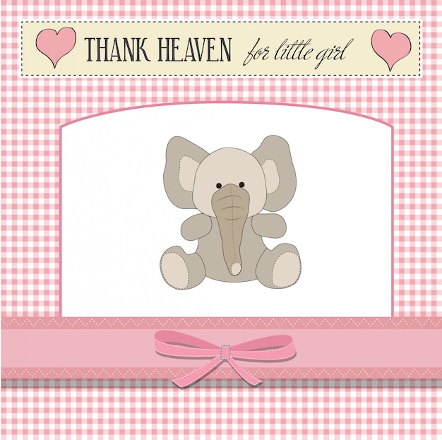 Vector romantic baby girl announcement card