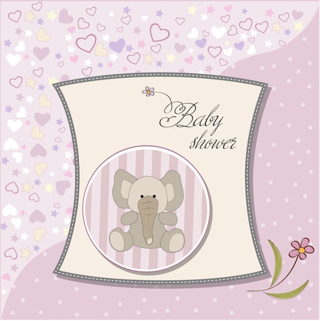 Romantic baby girl announcement card