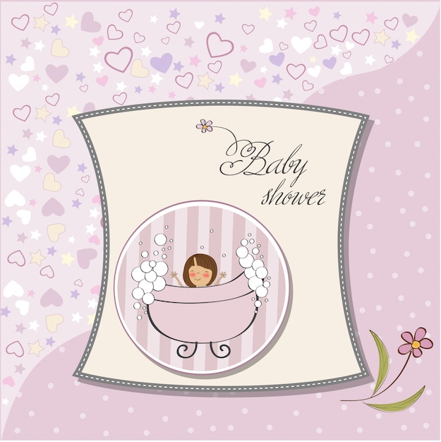 Vector romantic baby girl shower card