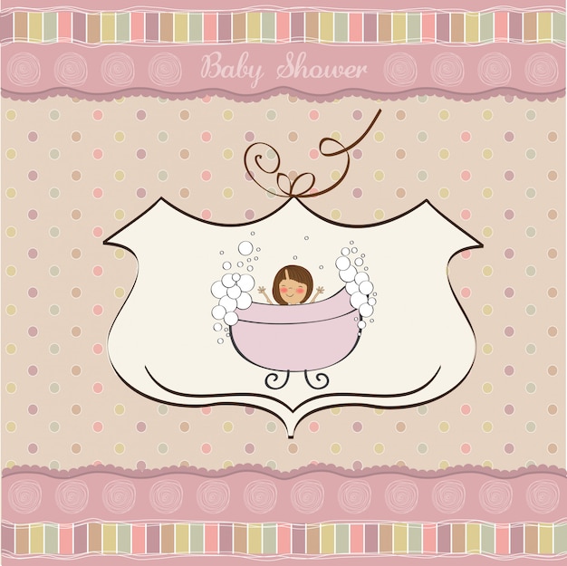 Vector romantic baby girl shower card