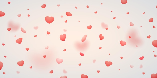 Romantic background of falling hearts. Valentines day concept