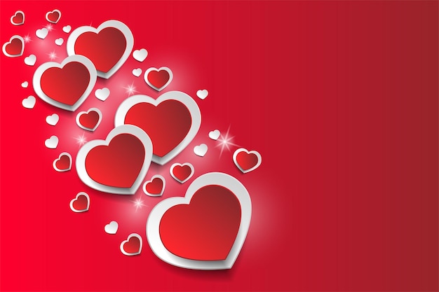 Romantic background with hearts on a red background. vector illustration