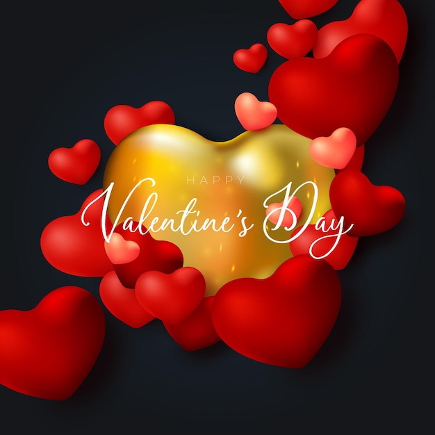 Romantic background with red heart shape balloon