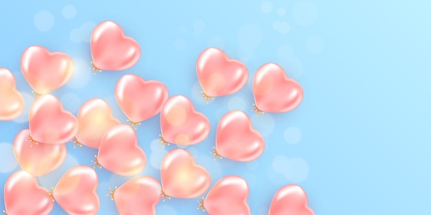 Vector romantic banner with hearts