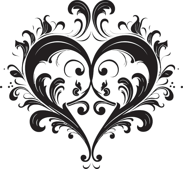만적 인 꽃 결혼 부부 디자인 잎자루 조화 검은 터 로고