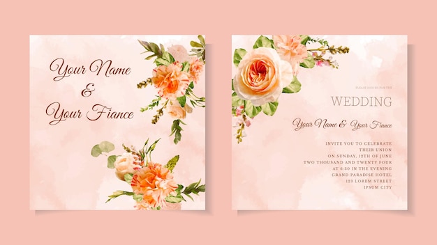 Romantic botanic floral wedding invite flower card