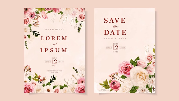 Romantic botanic Floral Wedding invite flower thank rsvp save the date for marriage nuptials