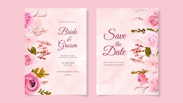 Romantic botanic Floral Wedding invite flower thank rsvp save the date