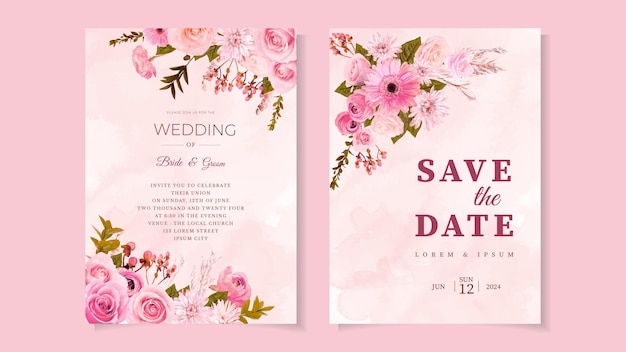 Romantic botanic Floral Wedding invite flower thank rsvp save the date