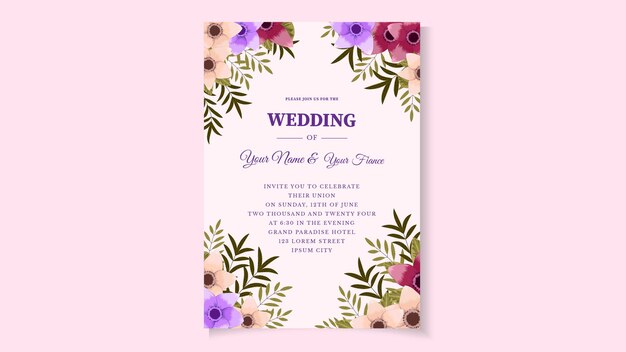 ロマンチックな植物の花の結婚式は花を招待しますrsvpに感謝します日付を保存します