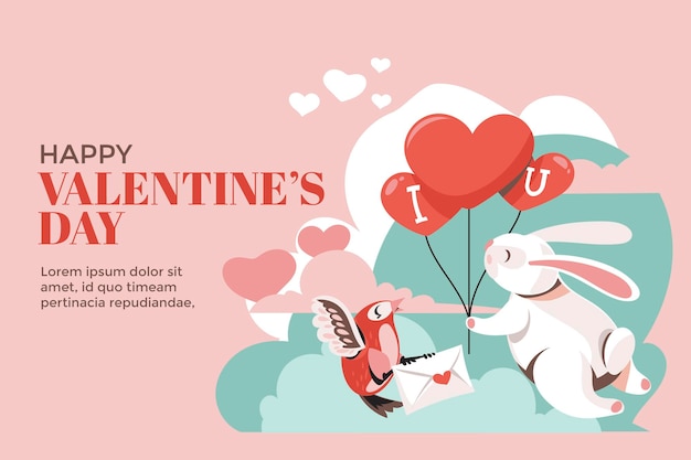 Romantic Bunny for Happy Valentines Day concept