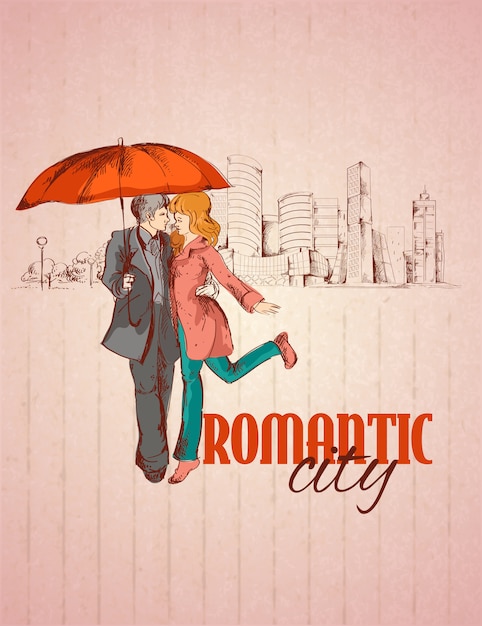 Illustrazione della città romantica