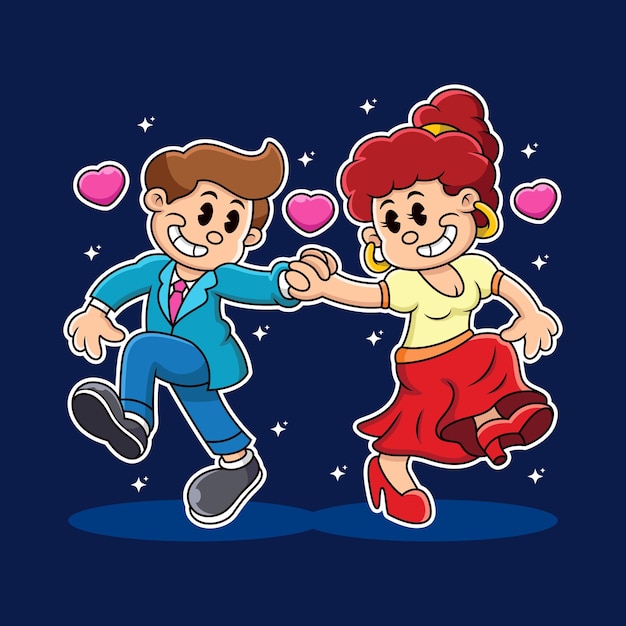 Romantic couple dance cartoon relationship vector icon illustration isolated on premium vector