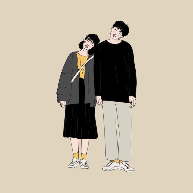 Vector romantic couple korean style