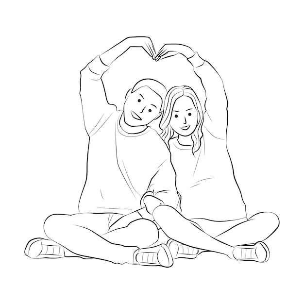 Premium Vector  Romantic couple love heart pose illustration