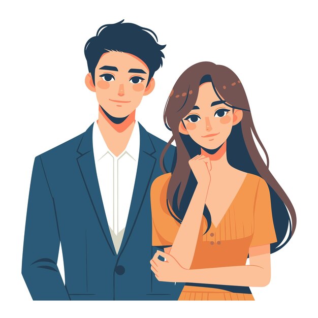 Vector romantic couple lovers vector illustration happy young male female couple together wife and husband