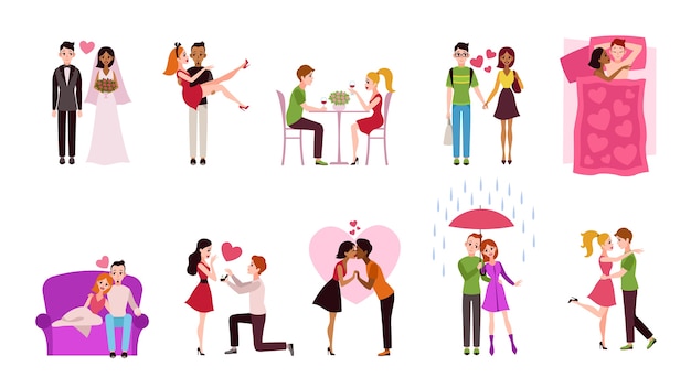 Vector romantic couples illustration