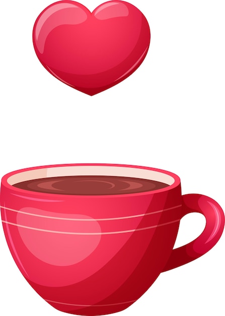 Vector romantic cup of coffee tea with heart cup of coffee for valentine's day