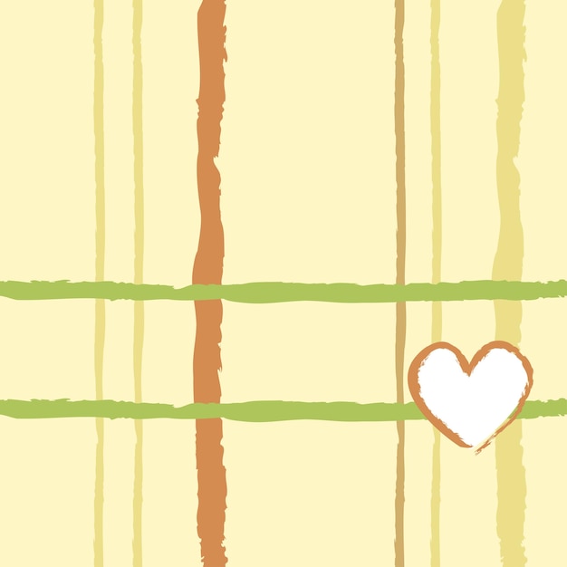 Vector romantic cute vector seamless pattern with stripes and a heart.