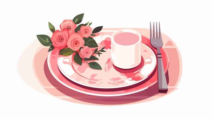 Vector romantic dinner table serving for two