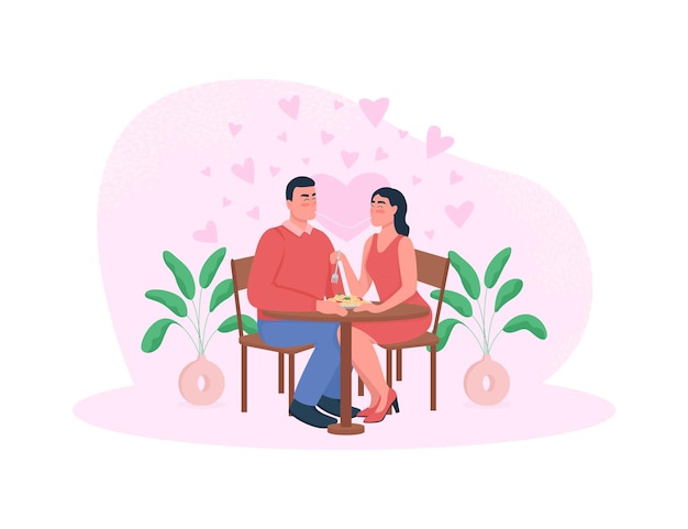 Romantic dinner   web banner, poster. Couple eat noodles.