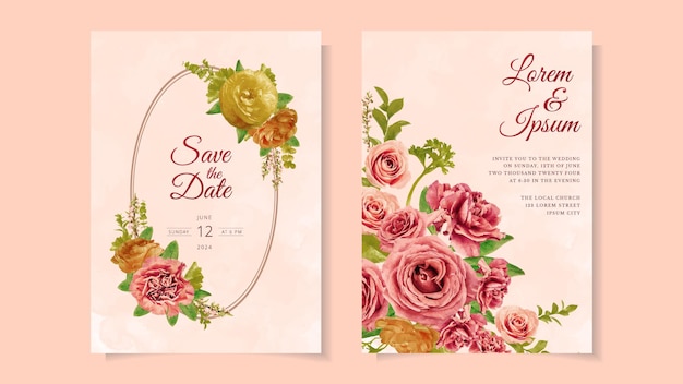 Романтические цветочные цветы свадьба свадьба свадьба шаблон приглашения