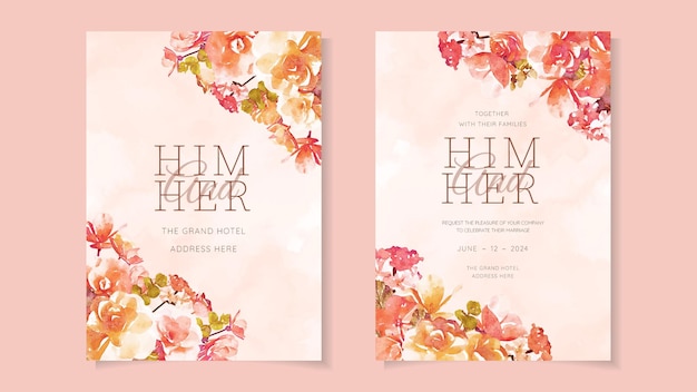Romantic floral flowers marriage wedding nuptials invitation template