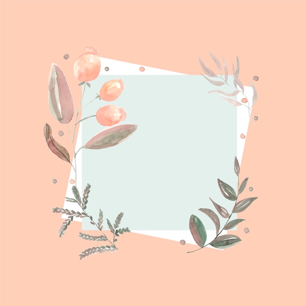 Vector romantic floral frame of leaves in watercolor