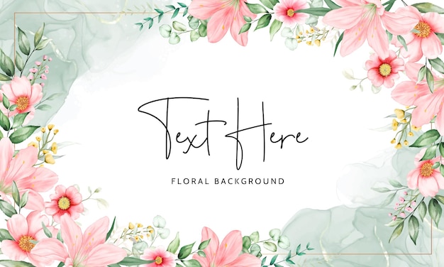 Romantic floral watercolor background template