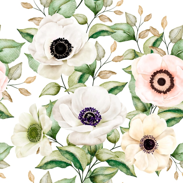 Romantic floral watercolor seamless pattern