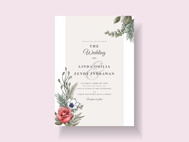 Romantic floral wedding invitation template