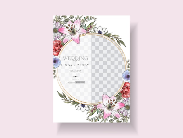 Romantic floral wedding invitation template