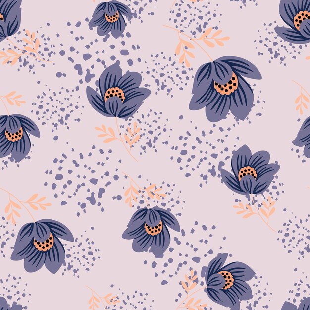 Romantic flower seamless pattern Elegant floral endless background Abstract stylized botanical illustration