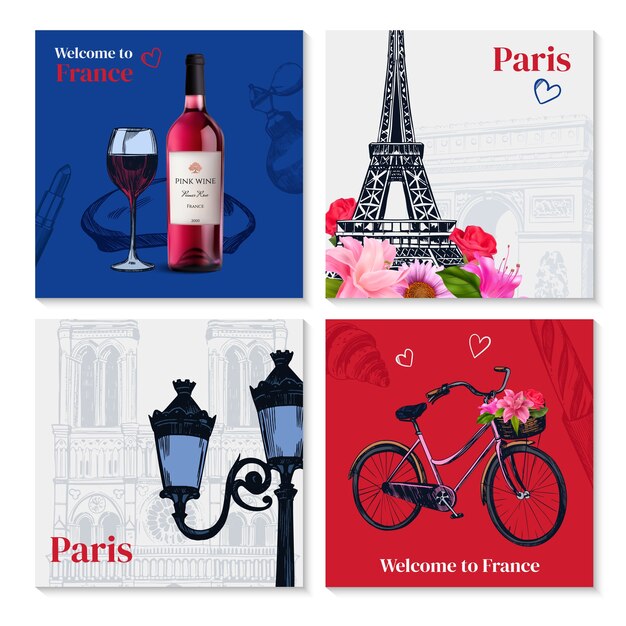 romantic france cards set