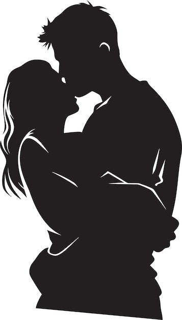 Romantic Gesture Black Logo Design of Couple Embracing Intimate Connection Vector Graphic of Man an