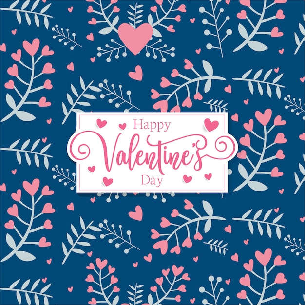 Vector romantic hearts floral valentine's day pattern