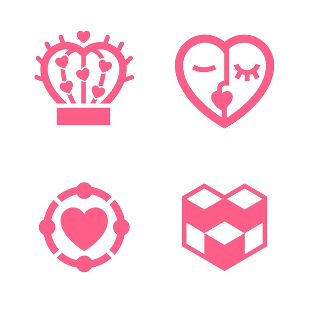 Vector romantic icons set