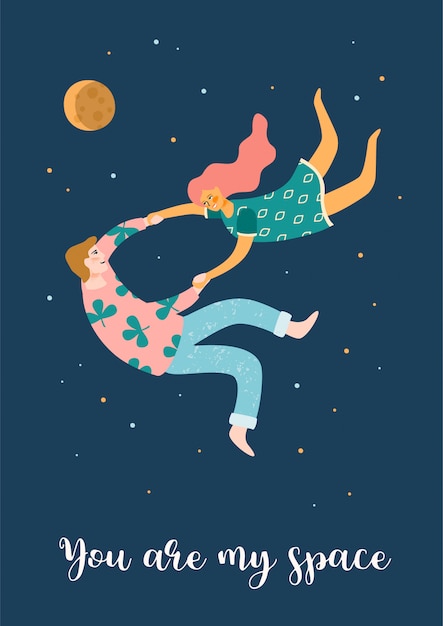 Vector romantic illustration with people