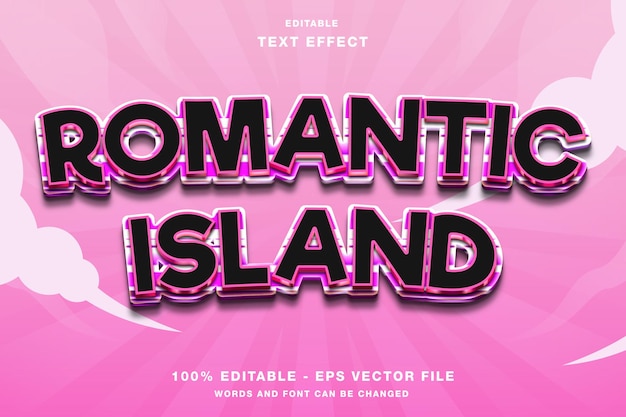 Vector romantic island 3d editable text effect