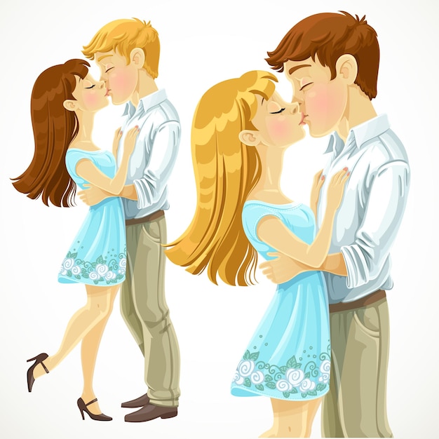Романтический поцелуй любящей пары
