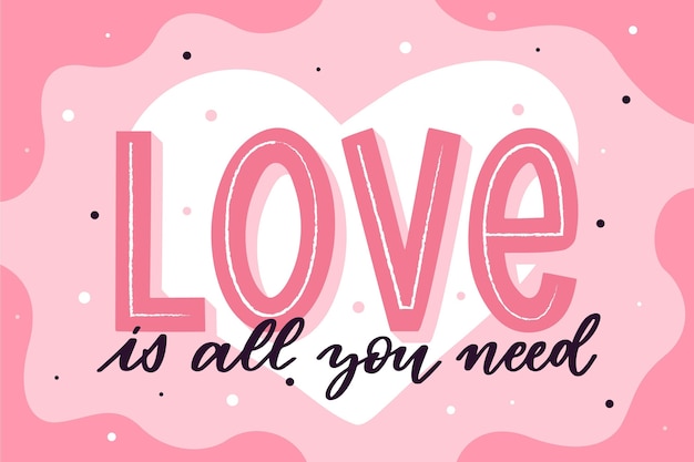 Vector romantic lettering pink design