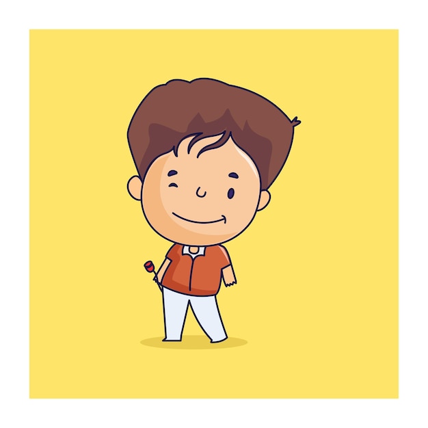 A romantic little boy vector illustration