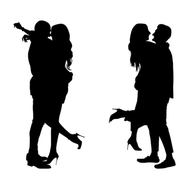 Vector romantic love couple - silhouette of couple