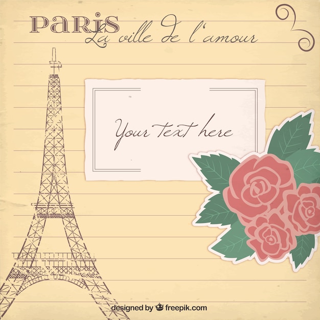 Vector romantic paris card template