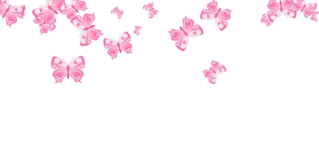 Romantic pink butterflies isolated vector background Summer lit