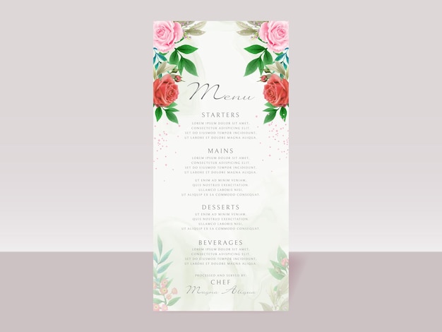 Romantic pink and red flowers wedding invitation card