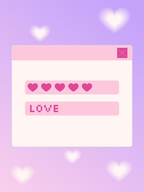 Romantic postcard in retro style popup message box pixel phrase Vector old computer aesthetic