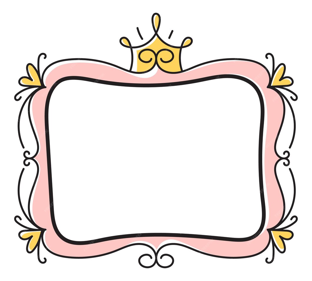 Premium Vector | Romantic princess label template cute baby album frame