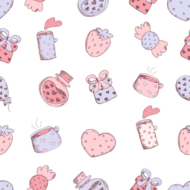 Romantic seamless pattern. Love concept background. Happy Valentine's day.